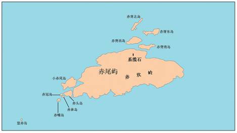 赤尾嶼及びその周辺の地理的実體の位置見(jiàn)取図